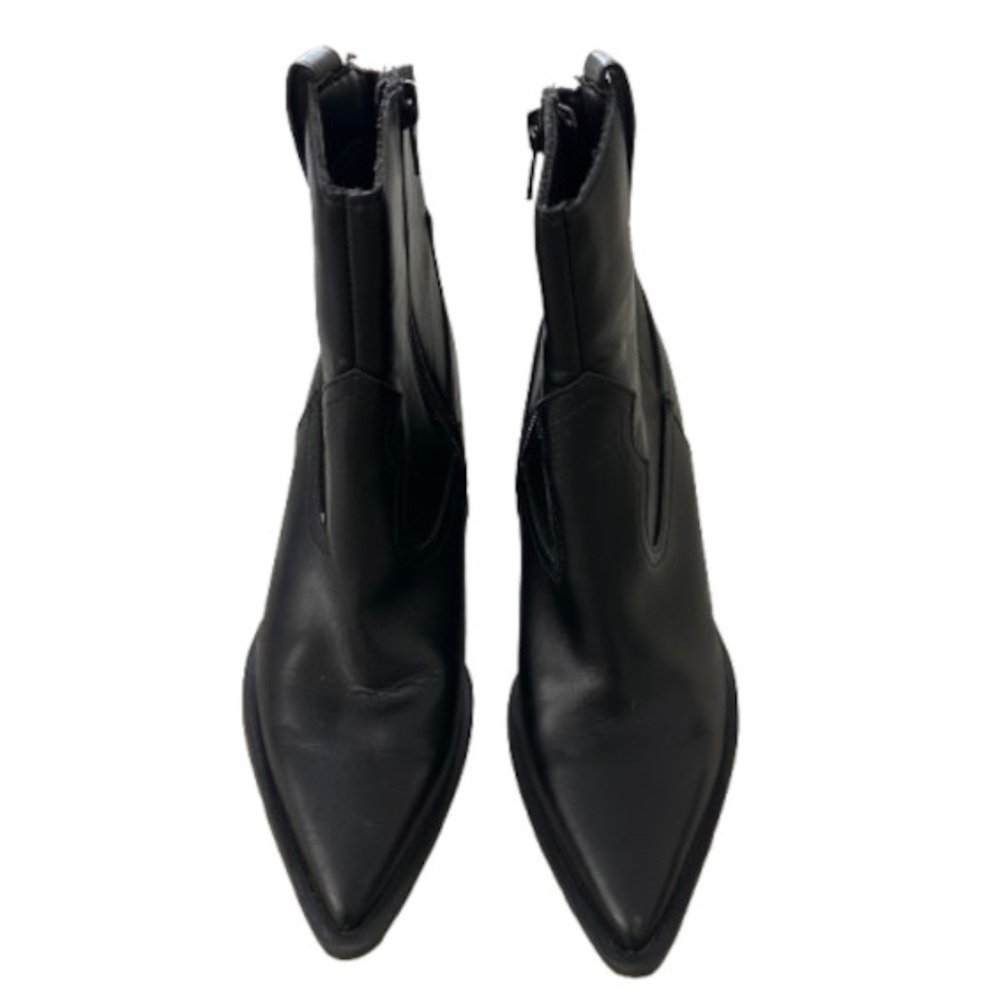 Primemark Black Faux Leather Western Cowboy Ankle Boots 5